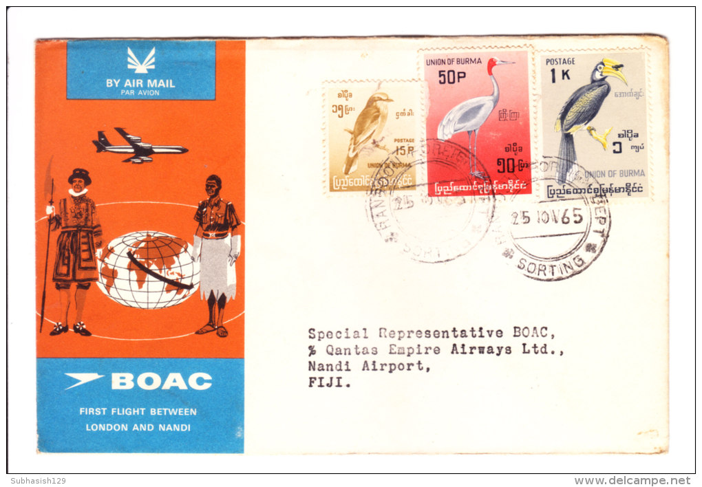 Boac Flight Cover-london To Nandi - Myanmar-fiji, Fiji-newzealand, Fiji-australia, Fiji-malayasia, Fiji-india - Covers