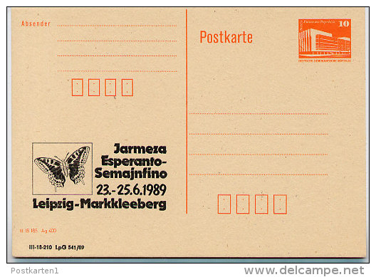 DDR P86II-25-89 C57 Privater Zudruck ESPERANTO SCHMETTERLING Leipzig 1989 - Private Postcards - Mint