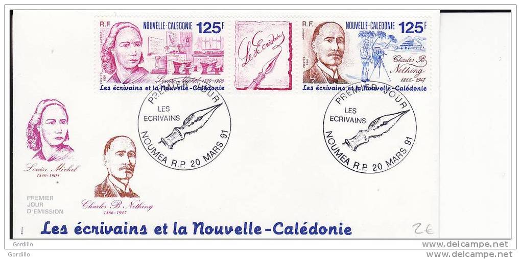 FDC Nouvelle Calédonie écrivains 20 03 1991. - FDC