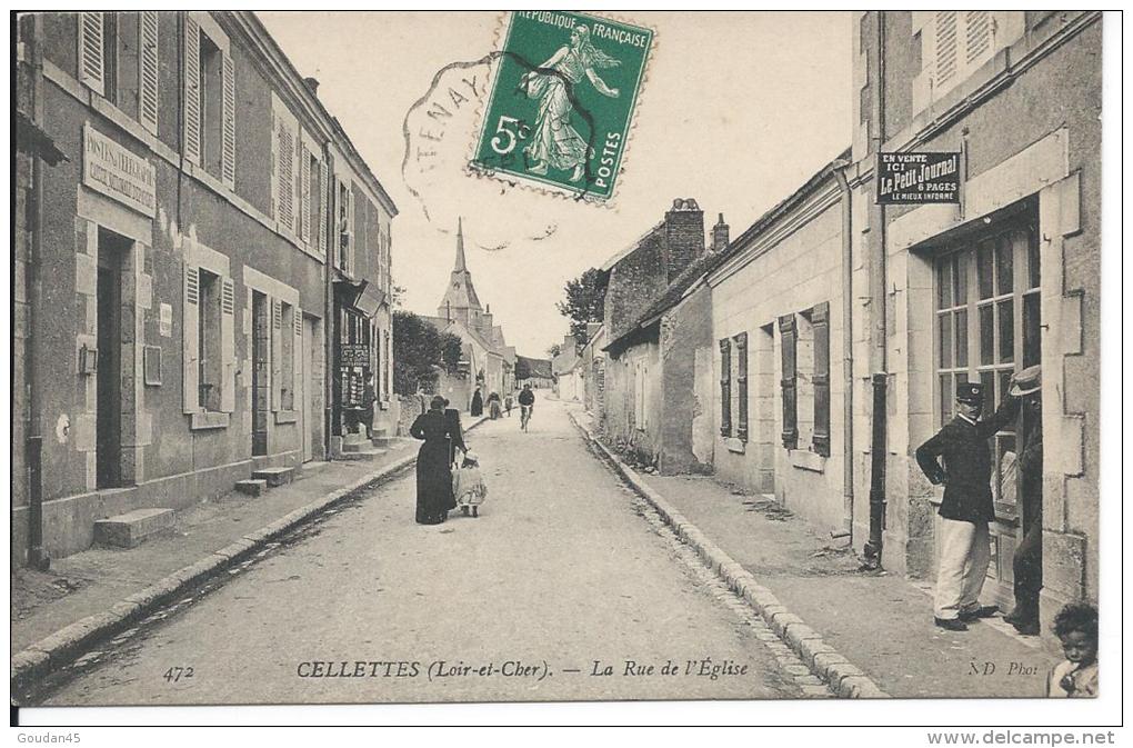 CELLETTES (Loir-et-Cher). -  La Rue De L´Eglise - Autres & Non Classés