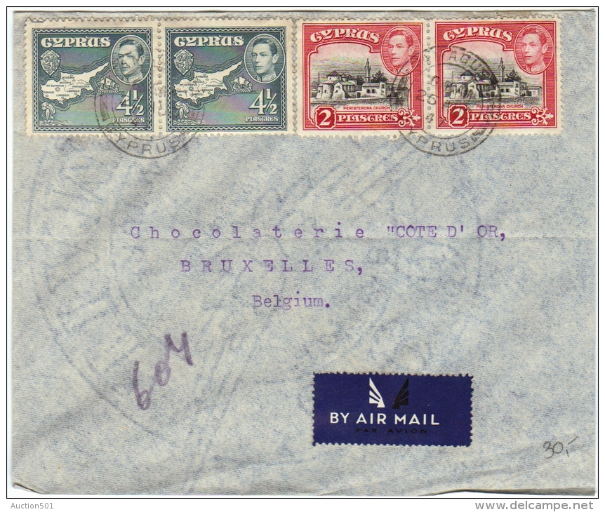 02117 Chypre/Cyprus Famaguste 1947 PA/airmail V.Chocolaterie ´´Cote D´Or´´ - Chypre (...-1960)