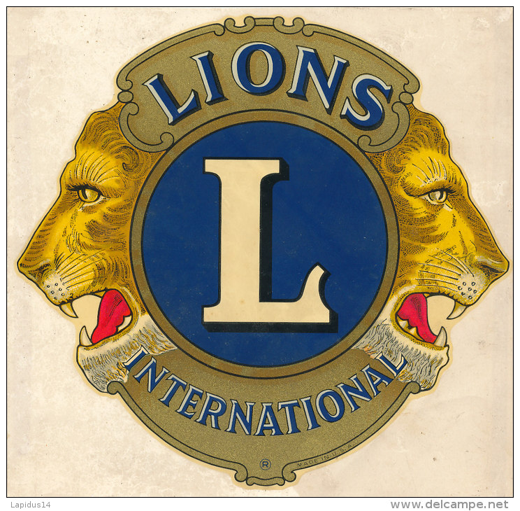 AUTOCOLLANT  LIONS  INTERNATIONAL  (dimension 17cm X 17 Cm) - Stickers