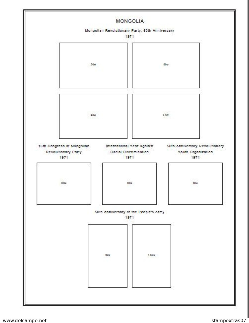 MONGOLIA STAMP ALBUM PAGES 1924-2010 (642 pages)