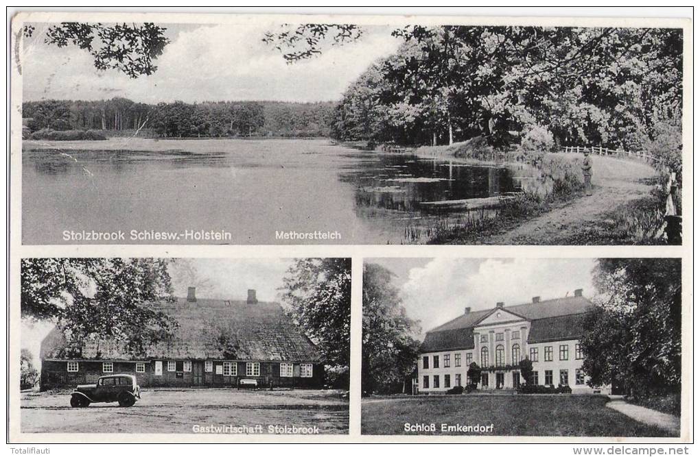 Stolzbrook Gasthof Oldtimer Rendsburg Schloß Emkendorf Landpost Stempel Klein Vollstedt über Nortorf 8.6.1942 Gelaufen - Neumuenster