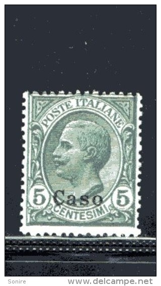 1912 EGEO CASO EFFIGIE 5 CENT NUOVO MNH ** - Egée (Caso)