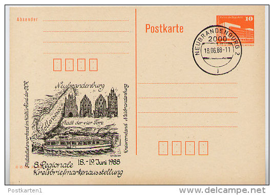 DDR P86II-14-88 C18 Privater Zudruck AUSSTELLUNG NEUBRANDENBURG Stpl. 1988 - Privé Postkaarten - Gebruikt