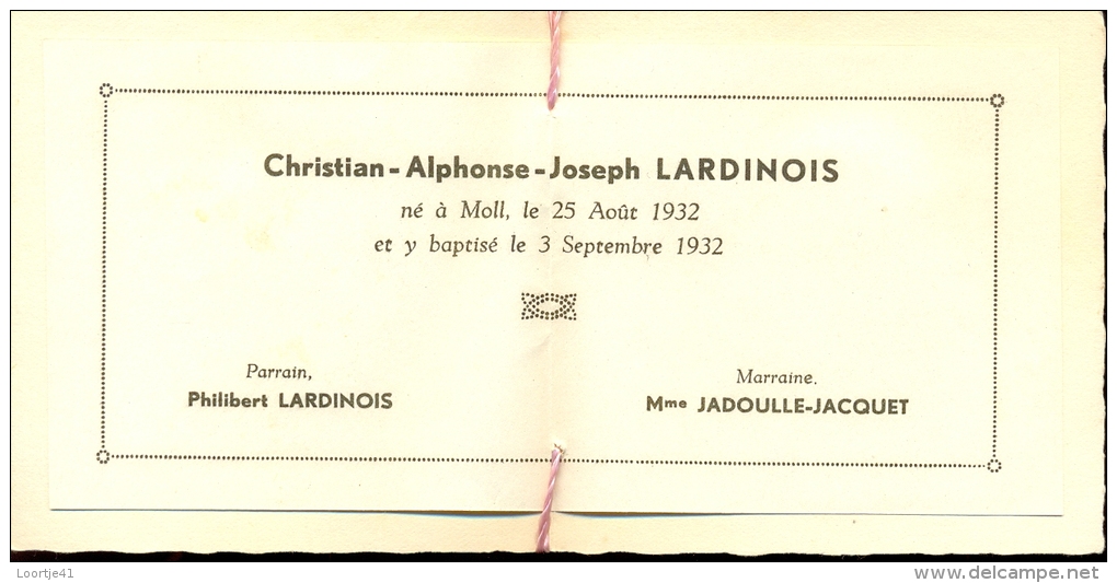 Devotie Geboortekaartje Christian Lardinois- Moll 25 - 8 - 1932 - Birth & Baptism