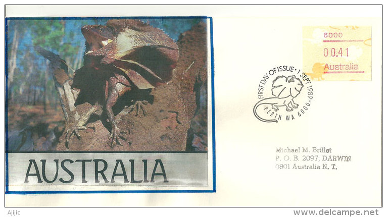 AUSTRALIE.Faune Du Territoire Du Nord (Northern-Territory) Lézard à Collerette , Timbre  ATM-FRAMA 1989 - Autres & Non Classés