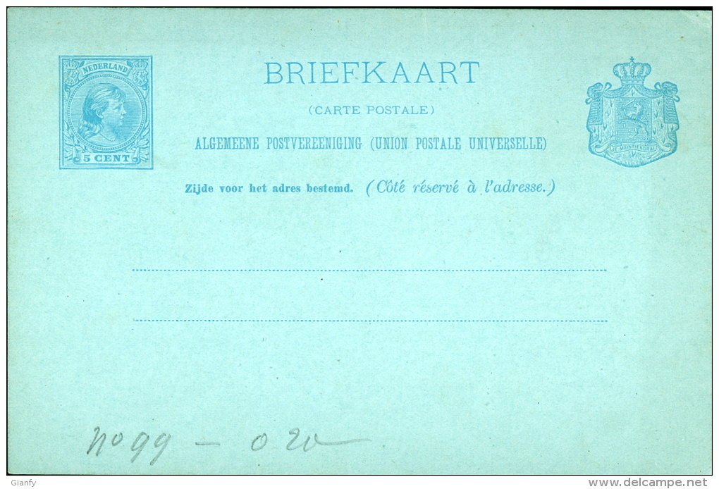 OLANDA NEDERLAND BRIEFKAART 5 C 1890 STATIONERY GANZSACHE INTERO ENTIER NEW - Postal Stationery