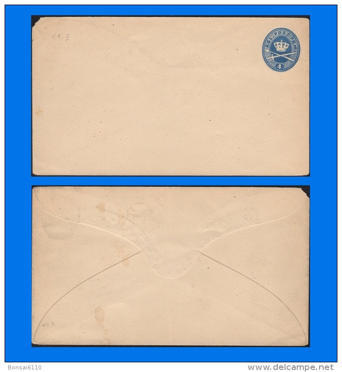 DK 1864?-0001, 4sk Embossed Stationery Cover, Unused (Top Left Corner Broken) - Covers & Documents