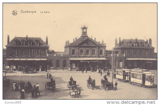 59 - Dunkerque - La Gare (animée, Tramway, Attelages) - Dunkerque