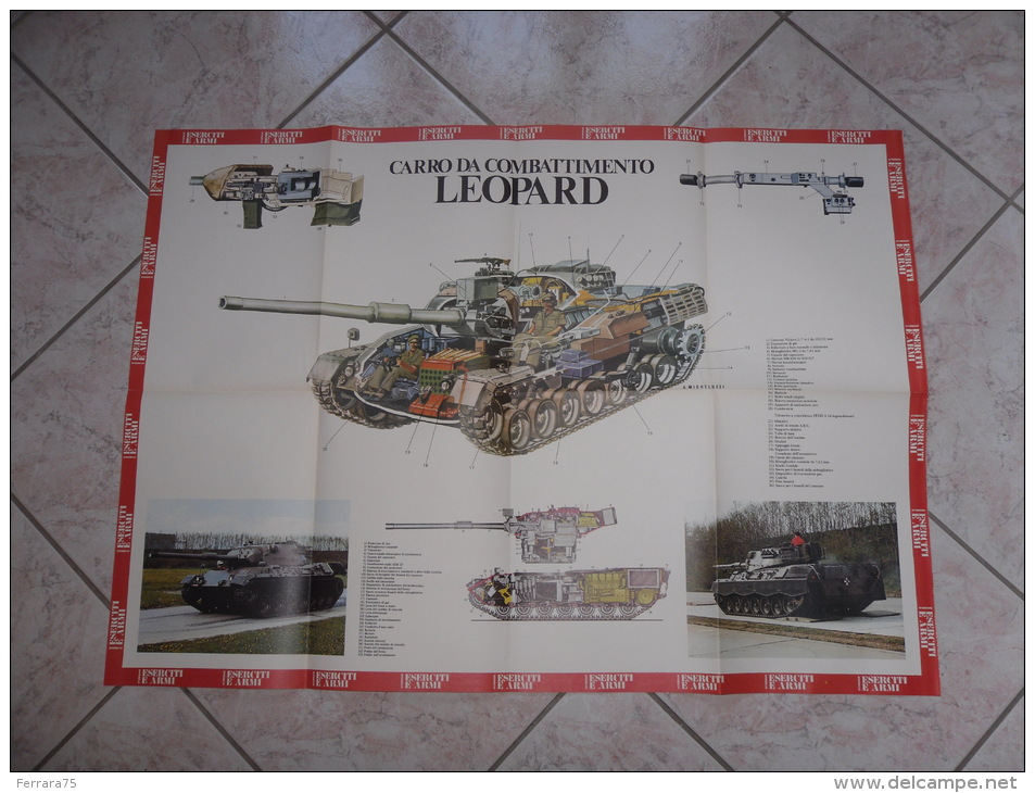 MANIFESTO CARRO DA COMBATTIMENTO LEOPARD  ANNI 70 - Altri & Non Classificati