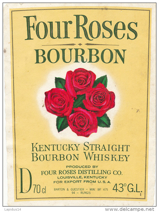 641 / ETIQUETTE WHISKY -FOUR ROSES BOURBON   WHISKY - Whisky