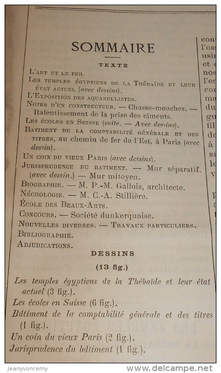 La Semaine Des Constructeurs. N°39.  23 Mars1889 . Bâtiment De La Comptabilité Du Chemin De Fer De L´Est. - Revues Anciennes - Avant 1900