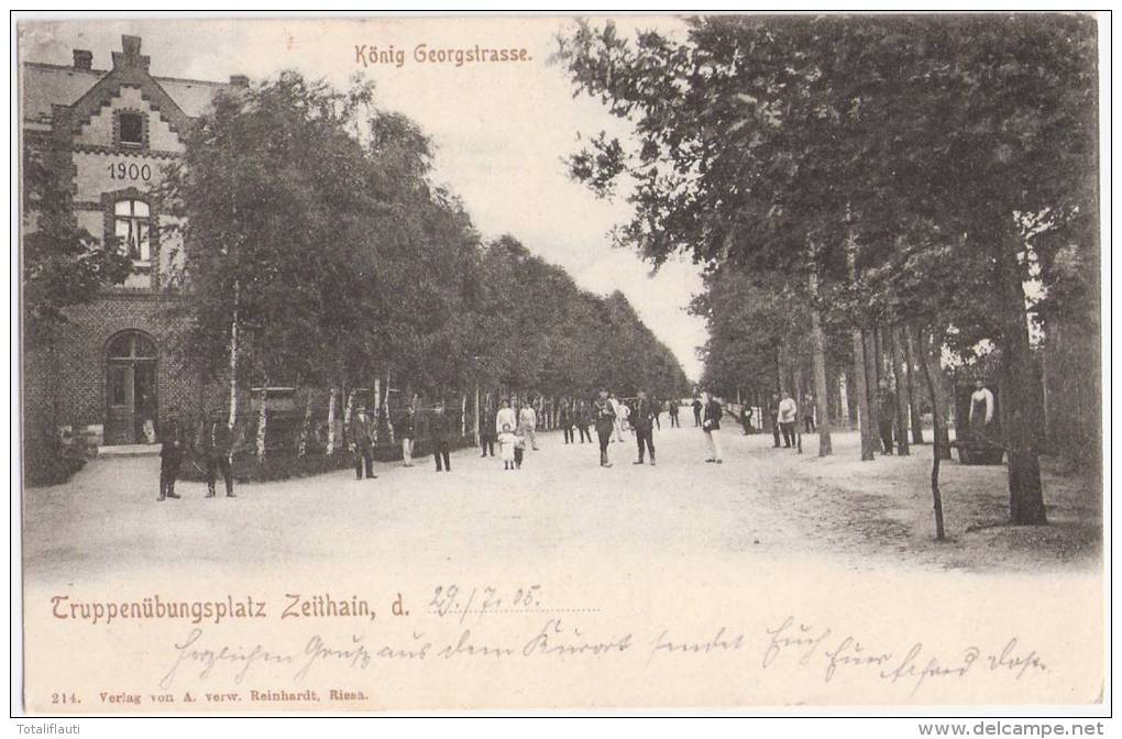 TRUPPENÜBUNGSPLATZ ZEITHAIN Sachsen König Georg Strasse Belebt 29.7.1905 Gelaufen - Zeithain