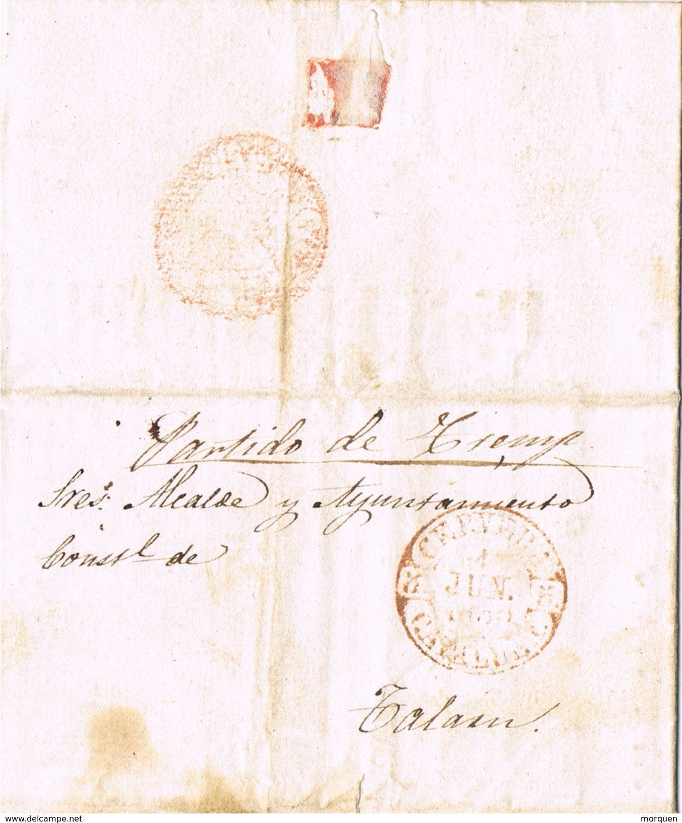 5101. Carta Entera Pre Filatelica CERVERA 1850 A Talarn - ...-1850 Prefilatelia