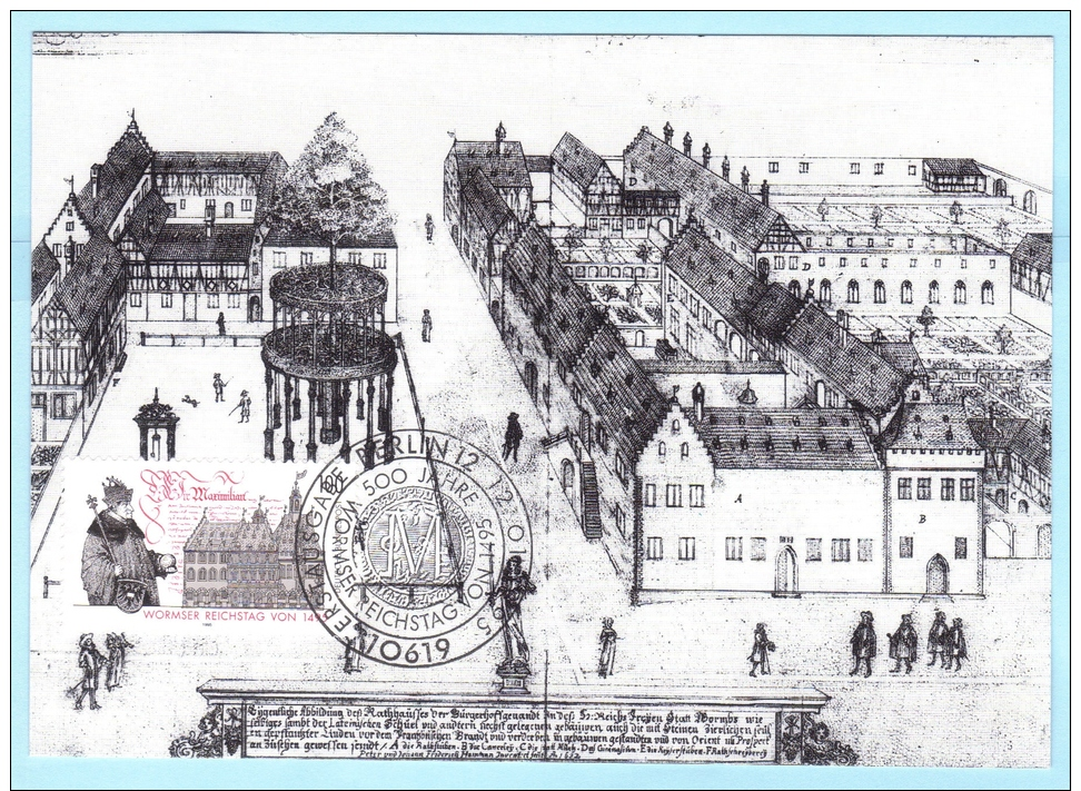 BUND BRD FRG GERMANY - MK MC Maximum Card 02-1995 FDC --- 1773 Wormser Reichstag    (9728) - Sonstige & Ohne Zuordnung