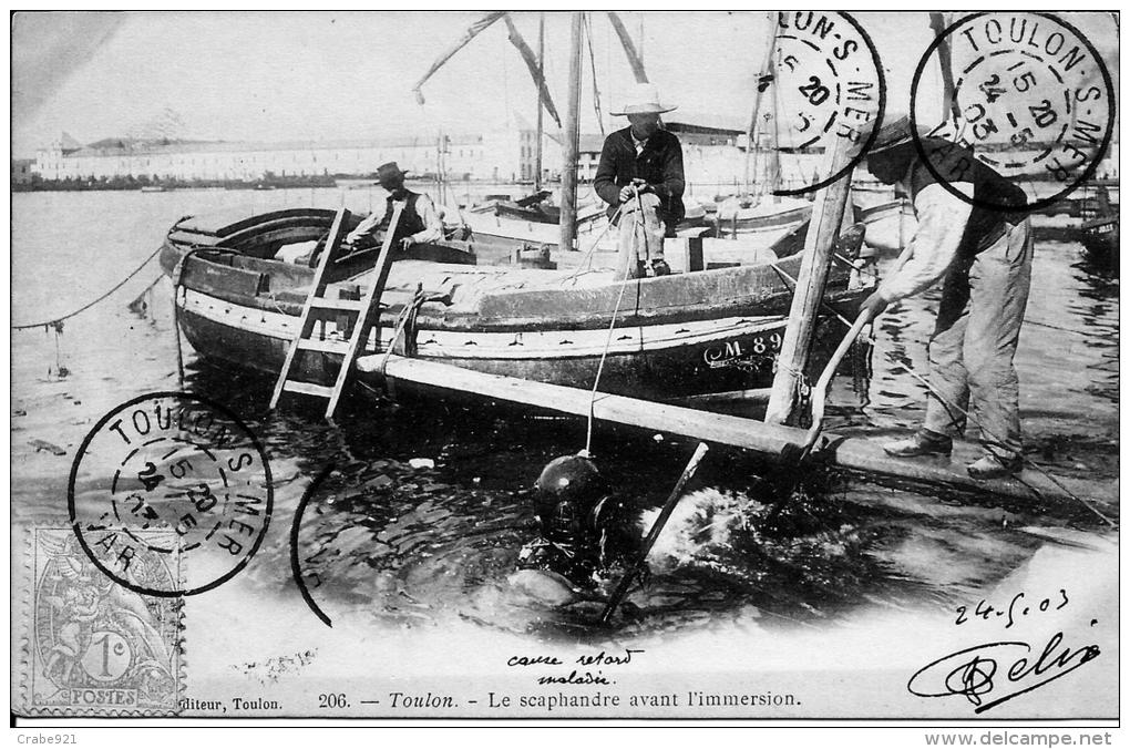 83 TOULON   SCAPHANDRIER AVANT L IMMERSION    GROS PLAN    1903 - Toulon