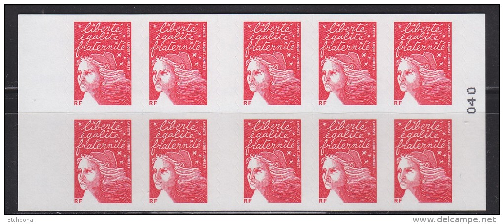 Type Marianne De Luquet Dite Du 14 Juillet, RF, TVP. Carnet  X10, Autocollant, Rouge, N° 3419-C1 - Autres & Non Classés