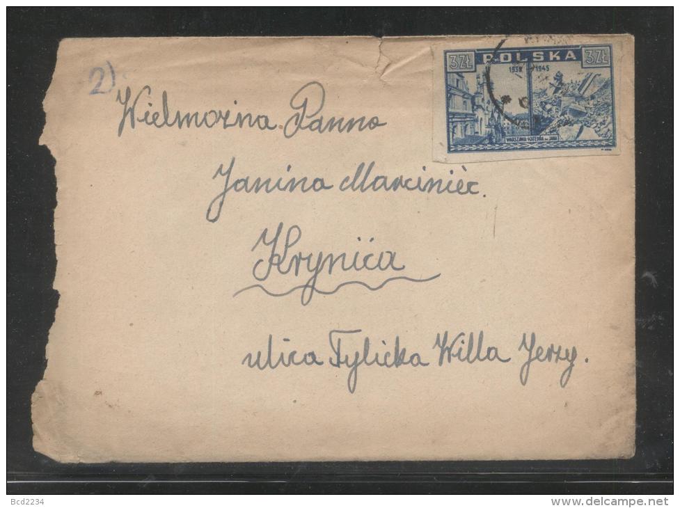 POLAND 1946 3ZL REBUILDING OF WARSAW LETTER STRYZOW (WISLOK) TO KRYNICA - Covers & Documents