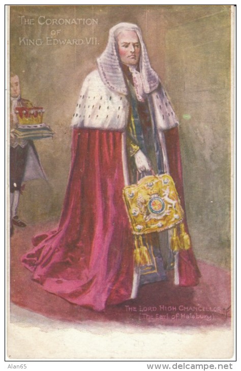 Coronation Of King Edward VII, Lord High Chancellor Earl Of Halsbury, C1900s Vintage Tuck Postcard - Familles Royales