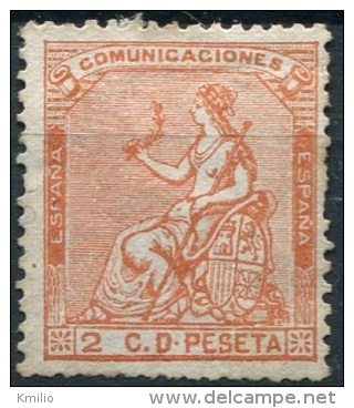 Ed 131(*) Alegoría De España 2 Cts Naranja En Nuevo Sin Goma - Unused Stamps