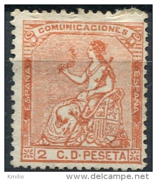 Ed 131(*) Alegoría De España 2 Cts Naranja En Nuevo Sin Goma - Unused Stamps