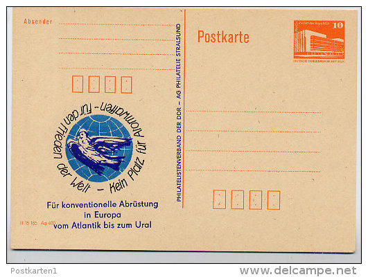 DDR P86I-33-89I C63 Privater Zudruck WELTFRIEDENSTAG Stralsund 1989 - Cartes Postales Privées - Neuves