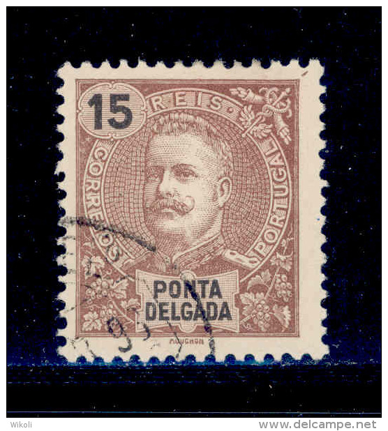 ! ! Ponta Delgada - 1897 D. Carlos 15 R - Af. 16 - Used - Ponta Delgada