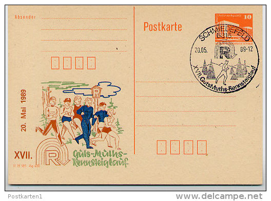 DDR P86II-16-89 C50  Privater Zudruck RENNSTEIGLAUF Schmiedefeld Sost. 1989 - Privé Postkaarten - Gebruikt