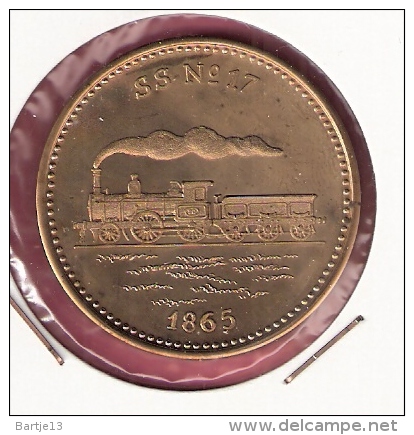 PENNING 150 JAAR SPOORWEGEN TREIN SS No.17 1865 20,2gr. 42 Mm - Profesionales/De Sociedad