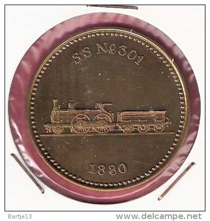 PENNING 150 JAAR SPOORWEGEN TREIN SS No.301 1880 20,2gr. 42 Mm - Professionnels/De Société