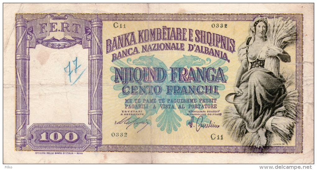 100 Franga,P#8,1940,as Scan - Albania