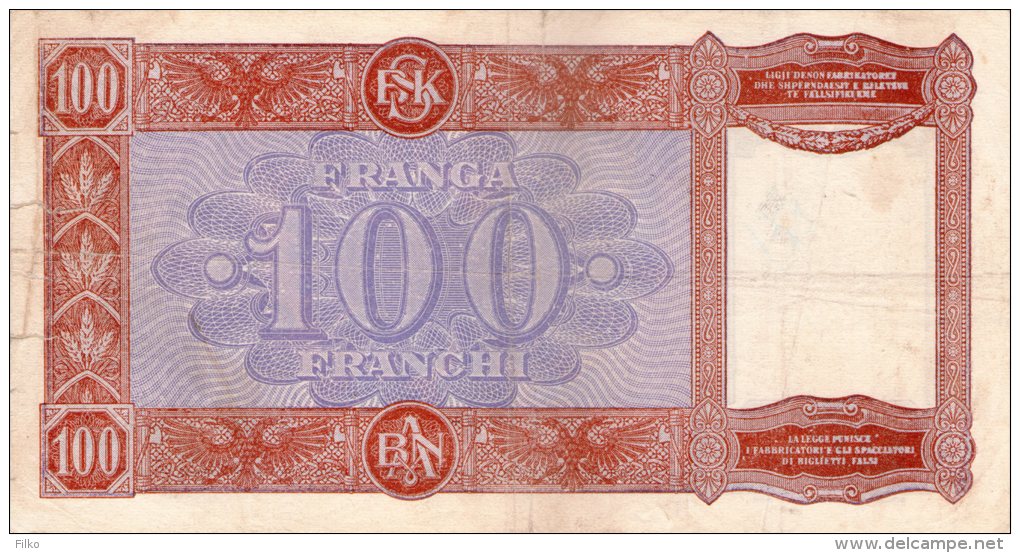 100 Franga,P#8,1940,as Scan - Albanië