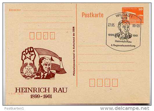 DDR P86II-19a-89 C52  Privater Zudruck HEINRICH RAU Wildau Sost. Ausstellung1989 - Cartes Postales Privées - Oblitérées