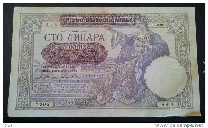 100 Dinari 1941 VF - Yugoslavia