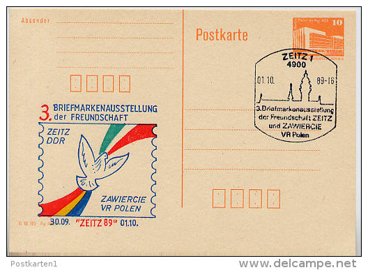 DDR P86II-42-89 C68 Privater Zudruck AUSSTELLUNG ZEITZ Sost.  1989 - Privé Postkaarten - Gebruikt