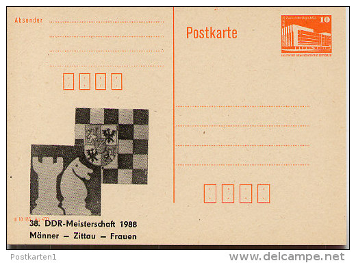 DDR P86II-6a-89 C41-a  Privater Zudruck SCHACH-MEISTERSCHAFTEN Zittau 1989 - Cartoline Private - Nuovi