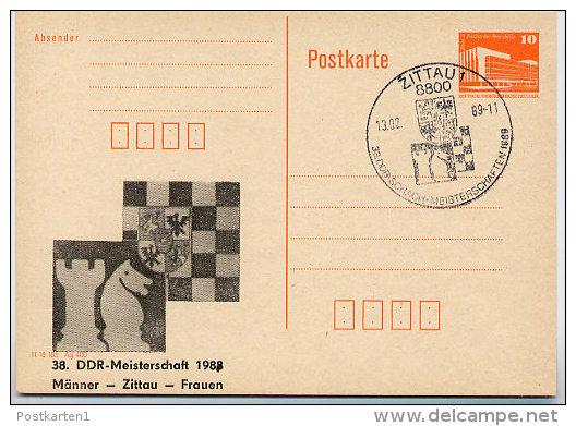 DDR P86II-6a-89 C41-a  Privater Zudruck SCHACH-MEISTERSCHAFTEN Zittau Sost. 1989 - Cartes Postales Privées - Oblitérées