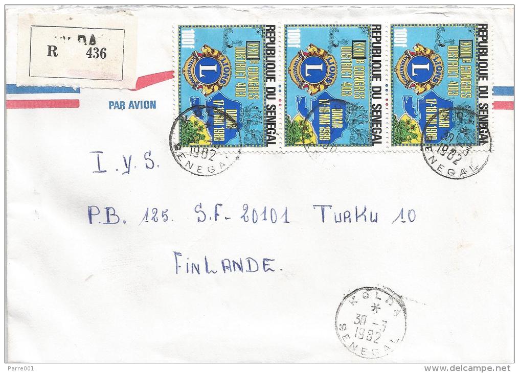 Senegal 1982 Kolda Lions Club Registered Cover - Senegal (1960-...)