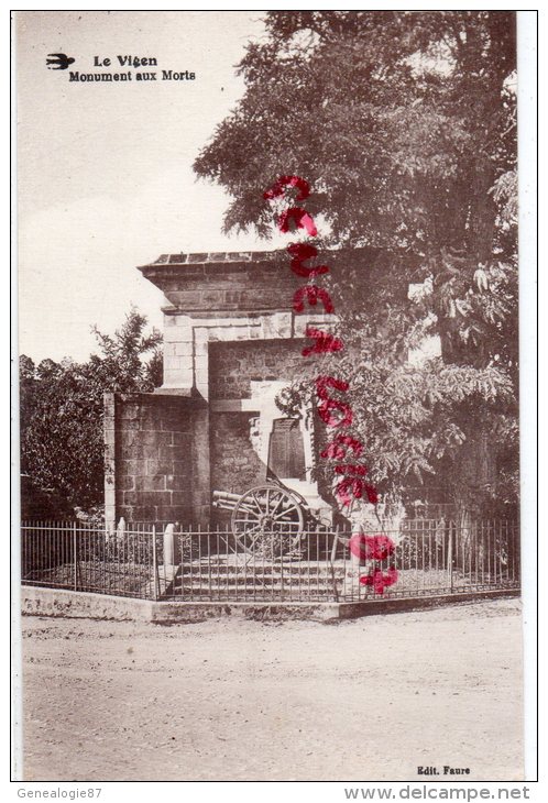 87 - LE VIGEN -  MONUMENT AUX MORTS - CANON - EDITEUR FAURE - Altri & Non Classificati