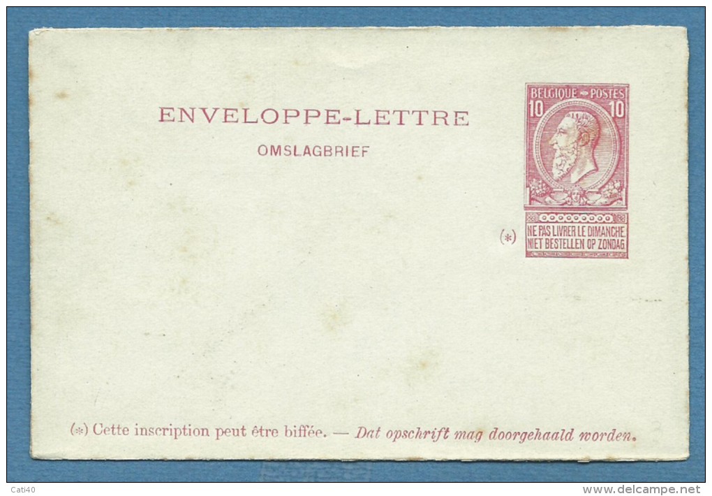 BELGIO BELGIQUE  ENVELOPPE LETTRE - BIGLIETTO POSTALE 10 - NUOVO - Enveloppes-lettres