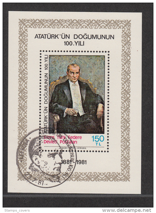 CYPRUS-TURQUEY USED MICHEL BL 2 ATATÜRK - Gebraucht