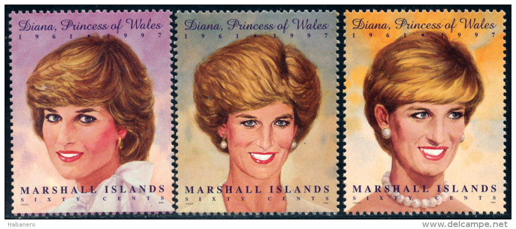 MARSHALL ISLANDS 1997 Mi 873-875 PRINCESS DIANA MINT STAMPS ** - Marshall Islands