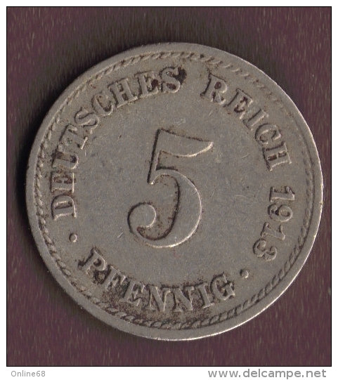 DEUTSCHES REICH 5 PFENNIG 1913 A - 5 Pfennig