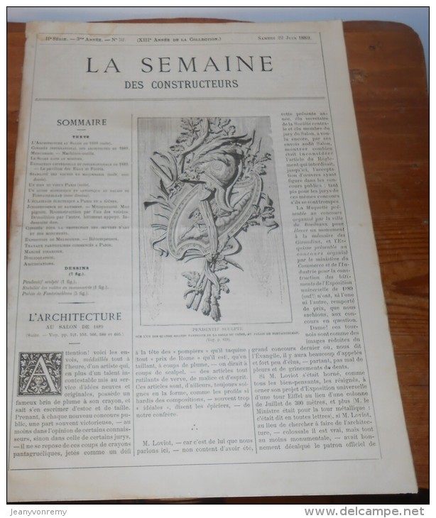 La Semaine Des Constructeurs. N°52. 22 Juin 1889. Chambre De Saint--Louis. - Revues Anciennes - Avant 1900