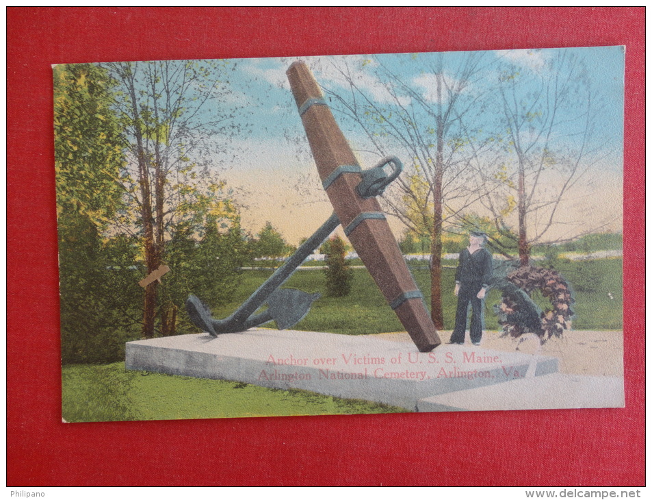 Virginia > Arlington ( Anchor Over Victims Of U.S.S. Maine National Cemetary Ca 1910 Not Mailed    Ref-1075 - Arlington