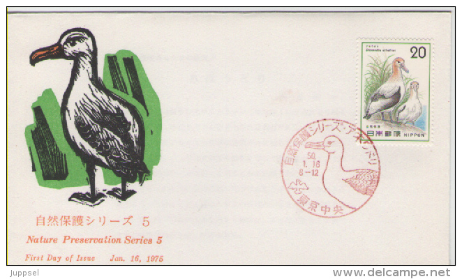 JAPAN   FDC Bird   /   Le JAPON   Lettre De 1er Jour  Oiseaux  1975 - Albatrosse & Sturmvögel