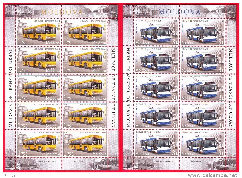 Moldova, 2 Sheetlets, Public Transport, 2013 - Bus