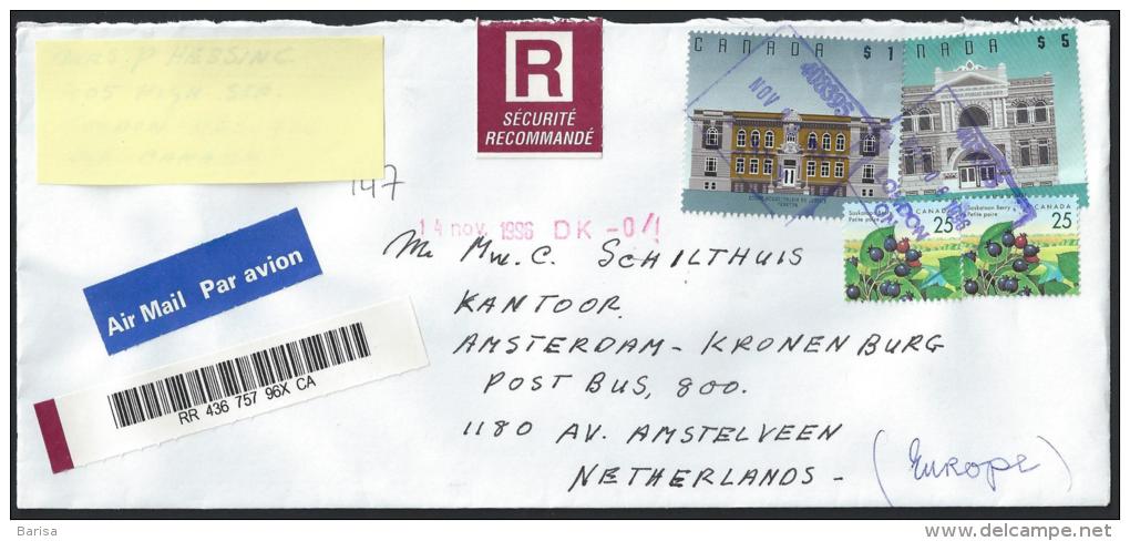 Registered Cover From London (Ontario) To Netherland; 09-11-1996 - Briefe U. Dokumente